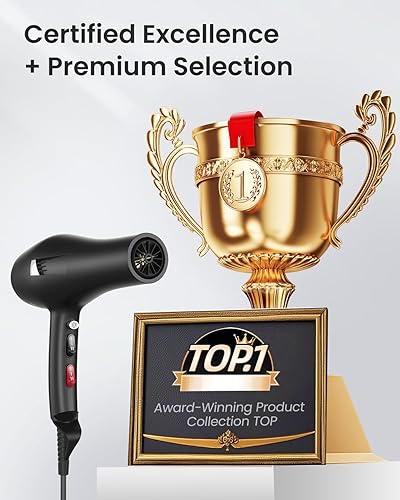 Miniatura 9 de Secador de pelo iónico profesional con motor de CA, secado rápido, con difusor, peine, boquilla, concentrador, para cabello rizado y liso, 2