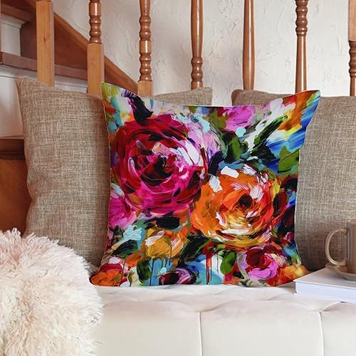 Vista 450 de ArogGeld Chinoiserie - Funda de cojín con estampado de leopardo y guepardo fucsia, con manchas de animales de vaca, color rosa oscuro, decoración