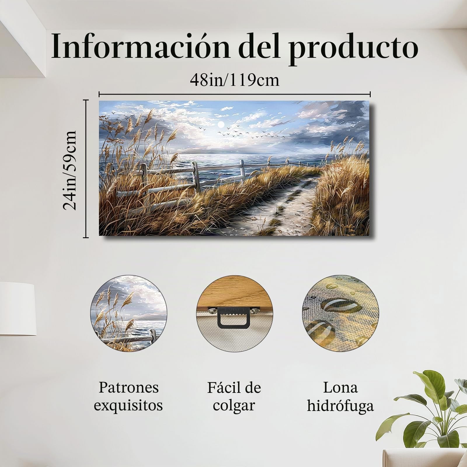 JHHUAMO Cuadros Decorativos Natural Mar Paisaje Salon Dormitorio 59x119 cm