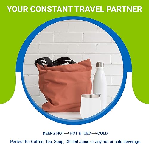 Miniatura 7 de ImpecGear Vaso de vino de cerámica con tapa, 12 onzas, vaso aislado al vacío de doble pared para bebidas frías y calientes, vaso ligero con tapa a