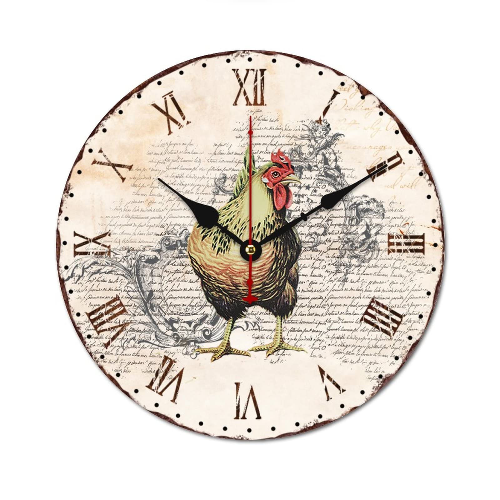 Horloge ronde en bois coq le cadeau idéal pour passionnés de nature