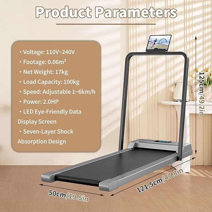 Caminadora Portátil para Escritorio, Plegable, 2.0HP, 220 lb miniatura 2