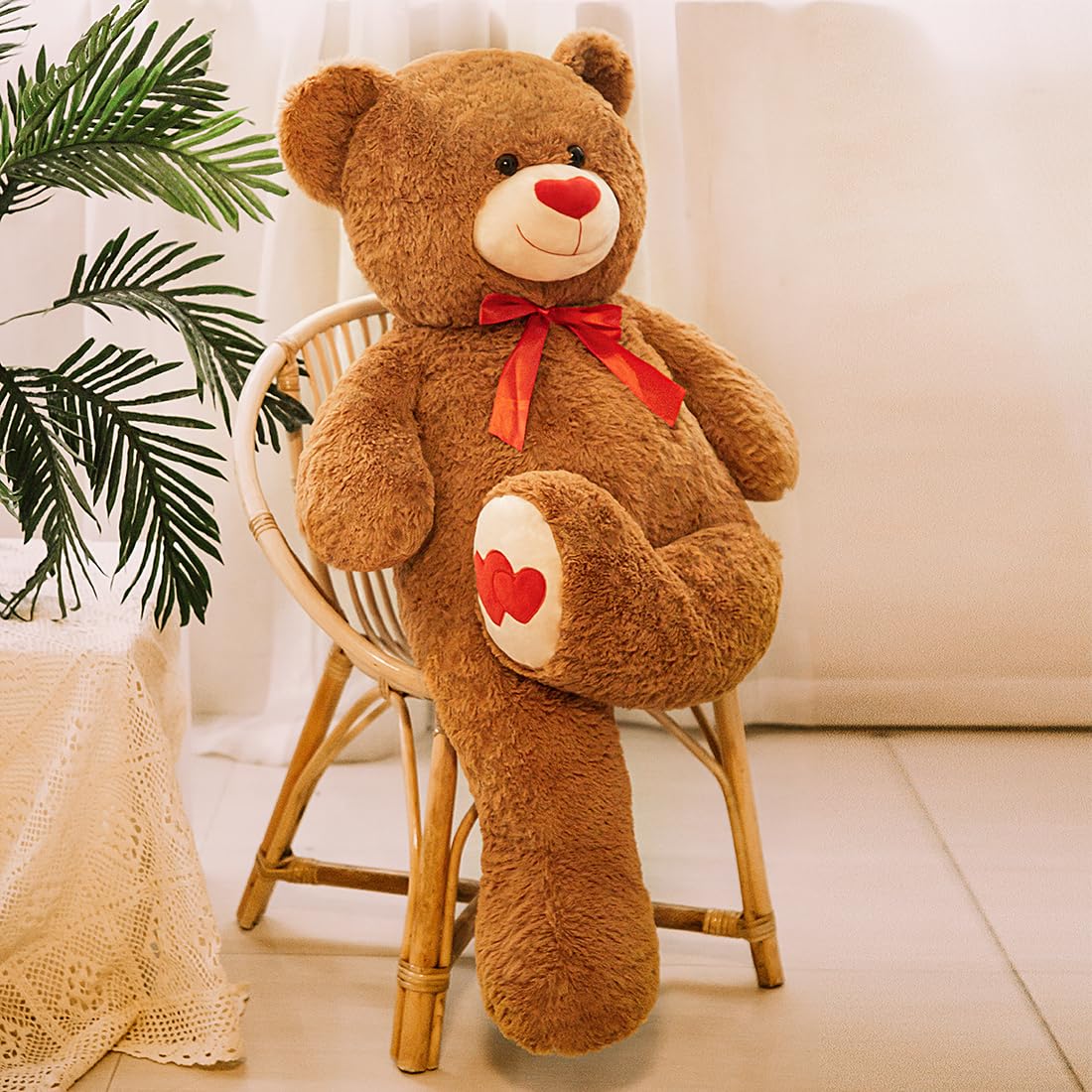 SNOWOLF gigante XXL orsacchiotto orso peluche 110cm, grande regalo morbido orsacchiotto peluche giocattolo per il compleanno, San Valentino o Natale (1,1 m, marrone scuro)