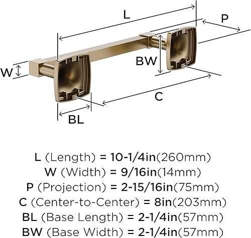 Vista 55 de Amerock Toallero negro mate – 7-9/16 pulgadas (7.559 in) de longitud – Soporte para toallas de baño y cocina Mate negro