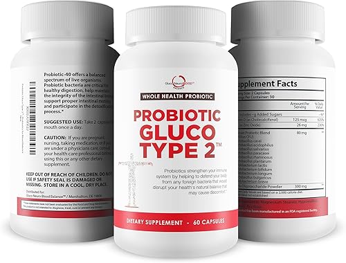 Miniatura 4 de Gluco probiótico tipo 2 - Probiótico para el equilibrio sanguíneo, la presión arterial y el apoyo inmunológico - Función inmune probiótica para la