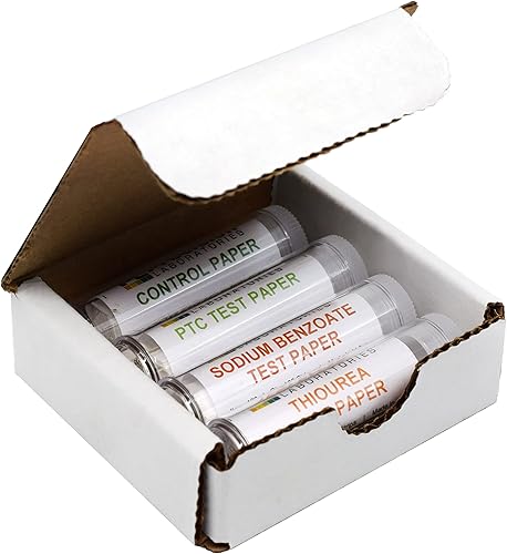 Super Taster Kits de prueba con estuche e instrucciones - Calidad de laboratorio - Juego para aula 100 juegos de tiras - PTC benzoato sódico tiourea