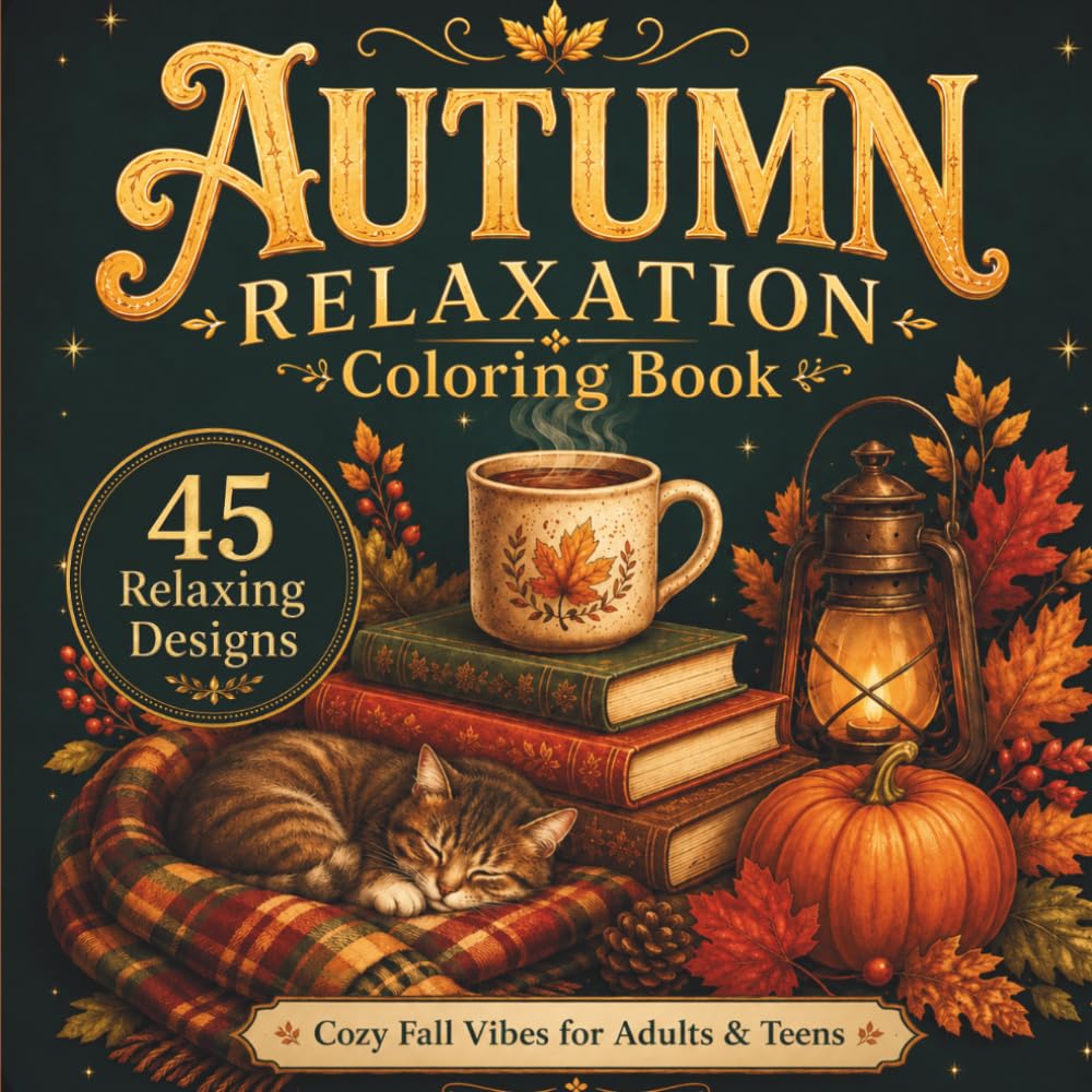 Autumn Relaxation Coloring Book: Cozy Fall Designs for Adults and Teens to Unwind, Relax & Relieve Stress