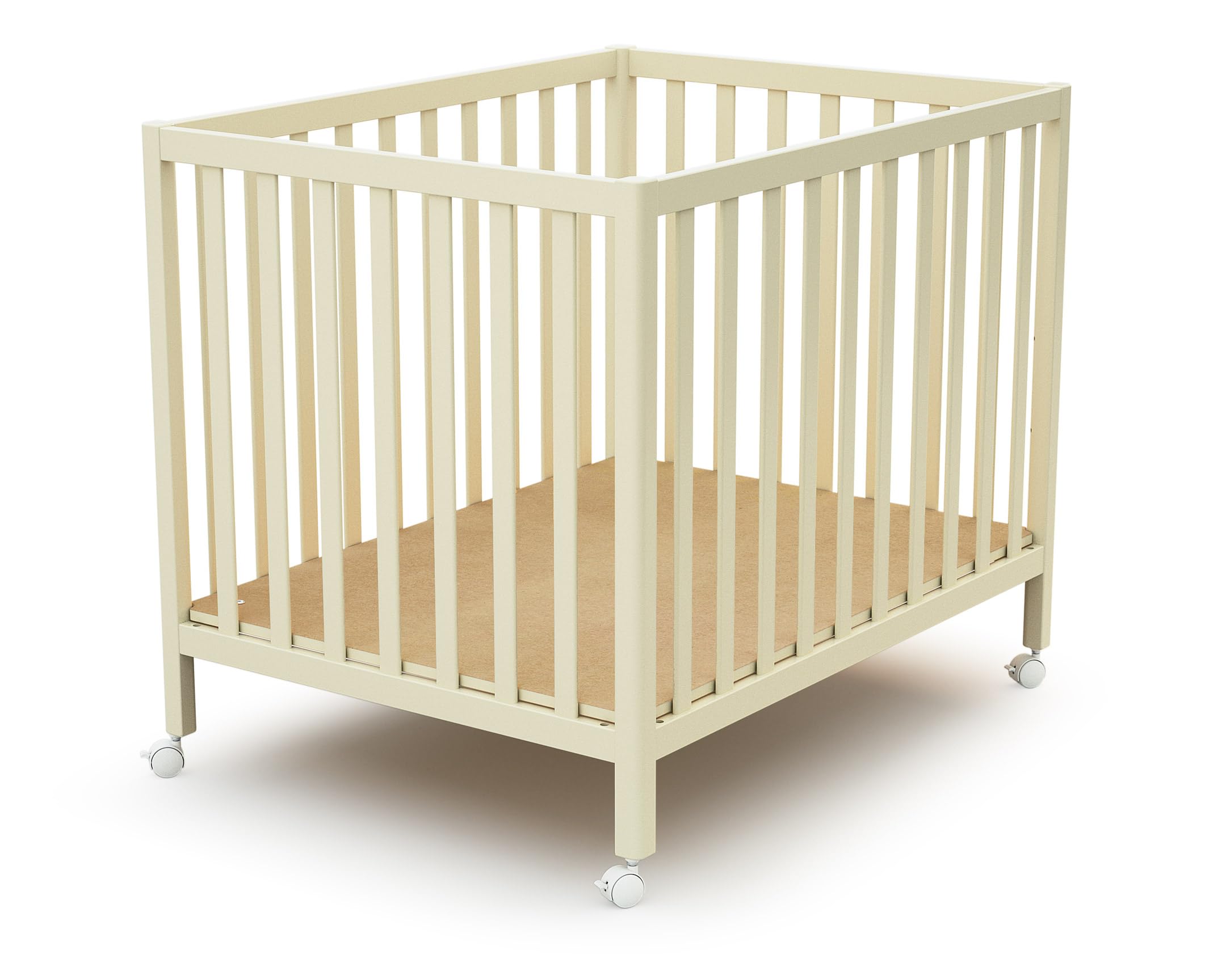 Parque infantil rectangular de madera FARA 100 x 70 cm, color blanco perla