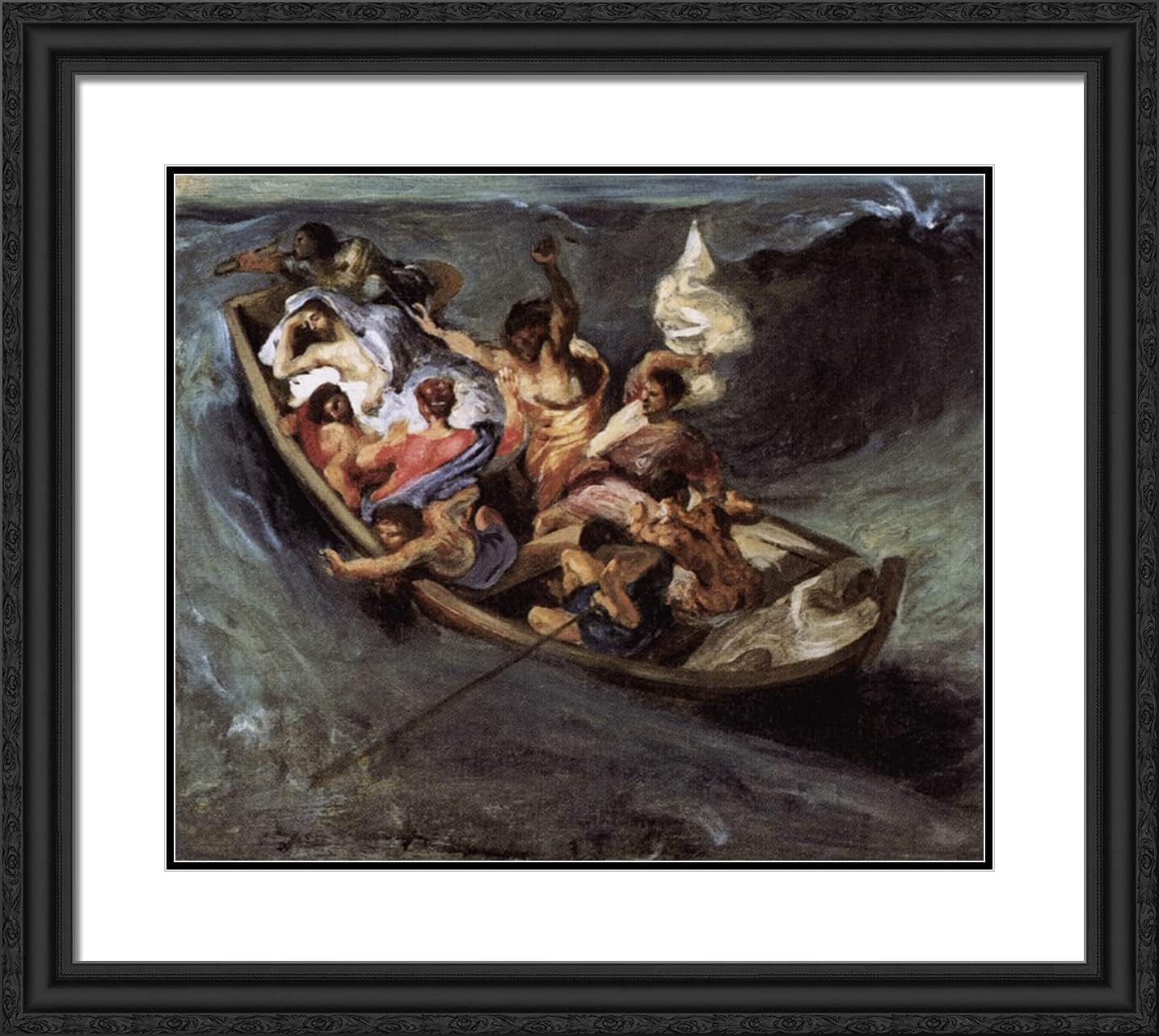 ArtDirect Delacroix, Eugene 22x20 Black Modern Framed Art Print Titled: Christ on the Lake of Gennezaret
