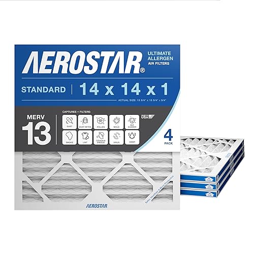 Miniatura 10 de Aerostar MERV 11 - Filtro de aire plisado de 14 x 14 x 1 pulgadas, para calefacción y aire acondicionado, paquete de 6 unidades (tamaño real 13 34