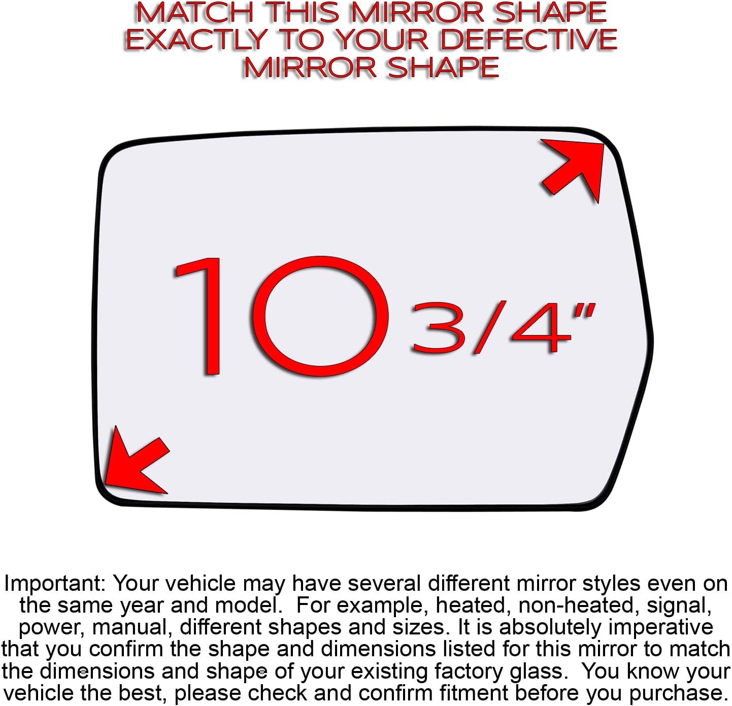 Driver Side Mirror Glass Replacement For 2004-2014 Ford F150 F-150 Pickup Truck Left Door Mirrors With Back Plate Heated Defrost 4L3Z17K707DB 4L3Z-17K707-DB