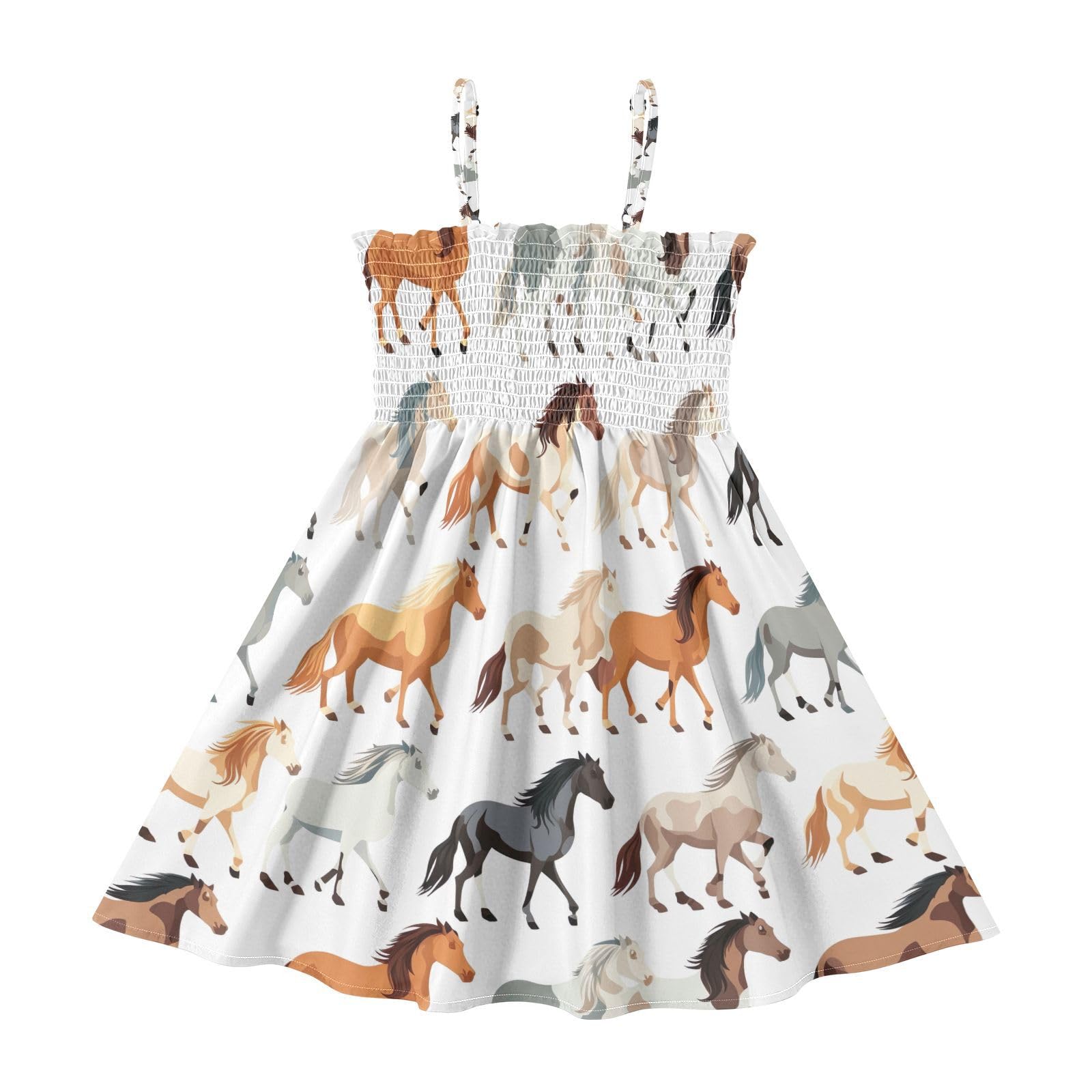 Cute Horse White Fancy Boho Beach Birthday Dress