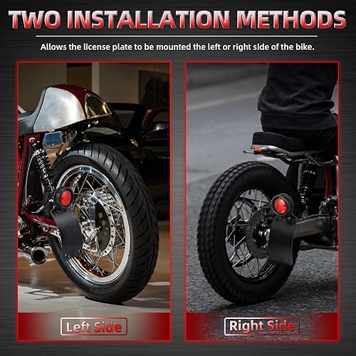 Miniatura 6 de Amazicha Soporte de placa de matrícula de montaje lateral curvado con agujero de eje de 34 pulgadas compatible con Harley Touring Sporster Bobber