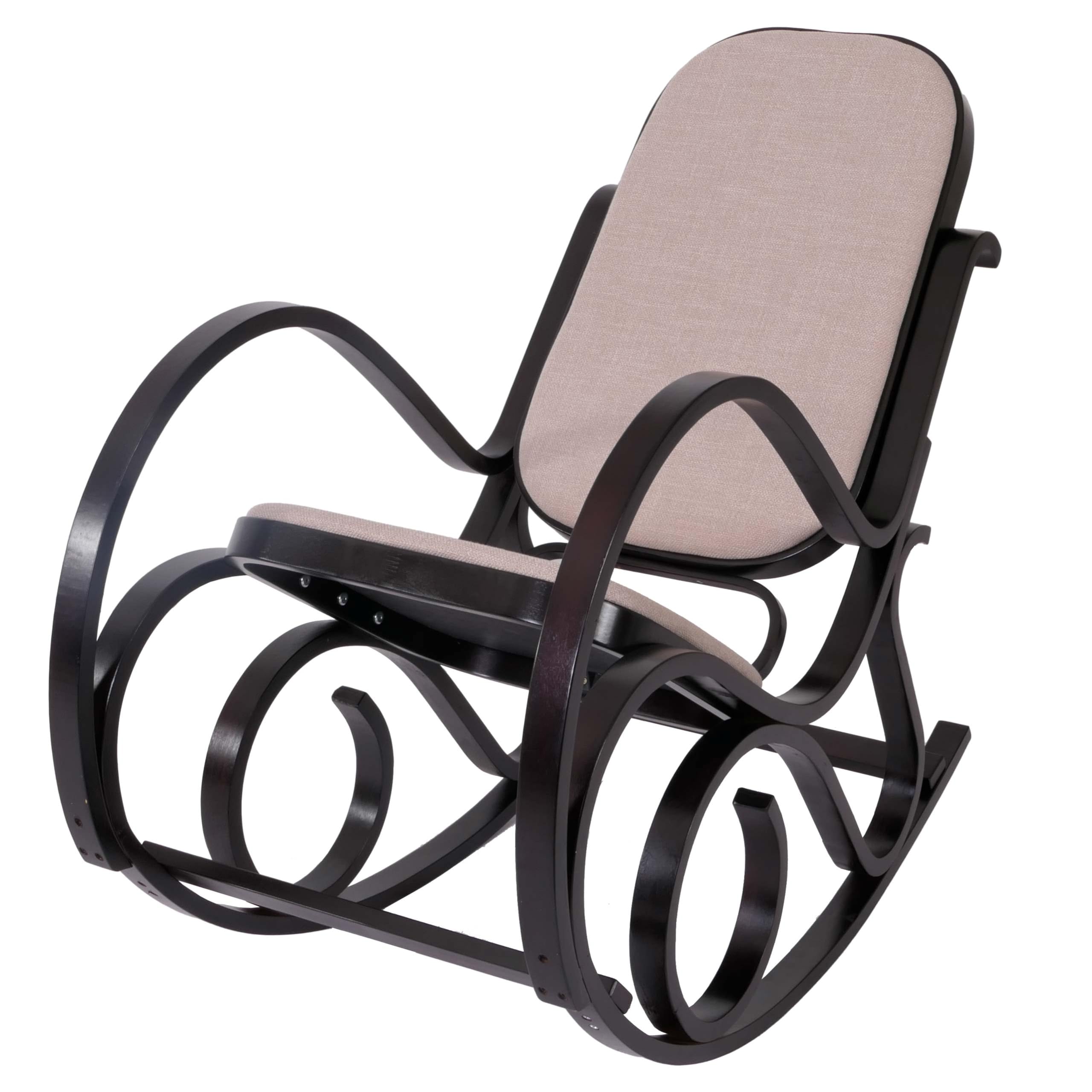 Homy - Mecedora de Madera M41 en roble, color nogal/cubierta beige