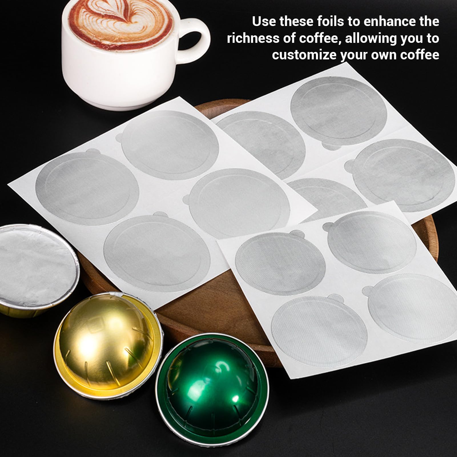Jiawu Tapa de Aluminio de100 PCS, Calcomanías, Cápsulas de café, Calcomanías de Aluminio para Reutilizar las Cápsulas de Espressos (100MM)