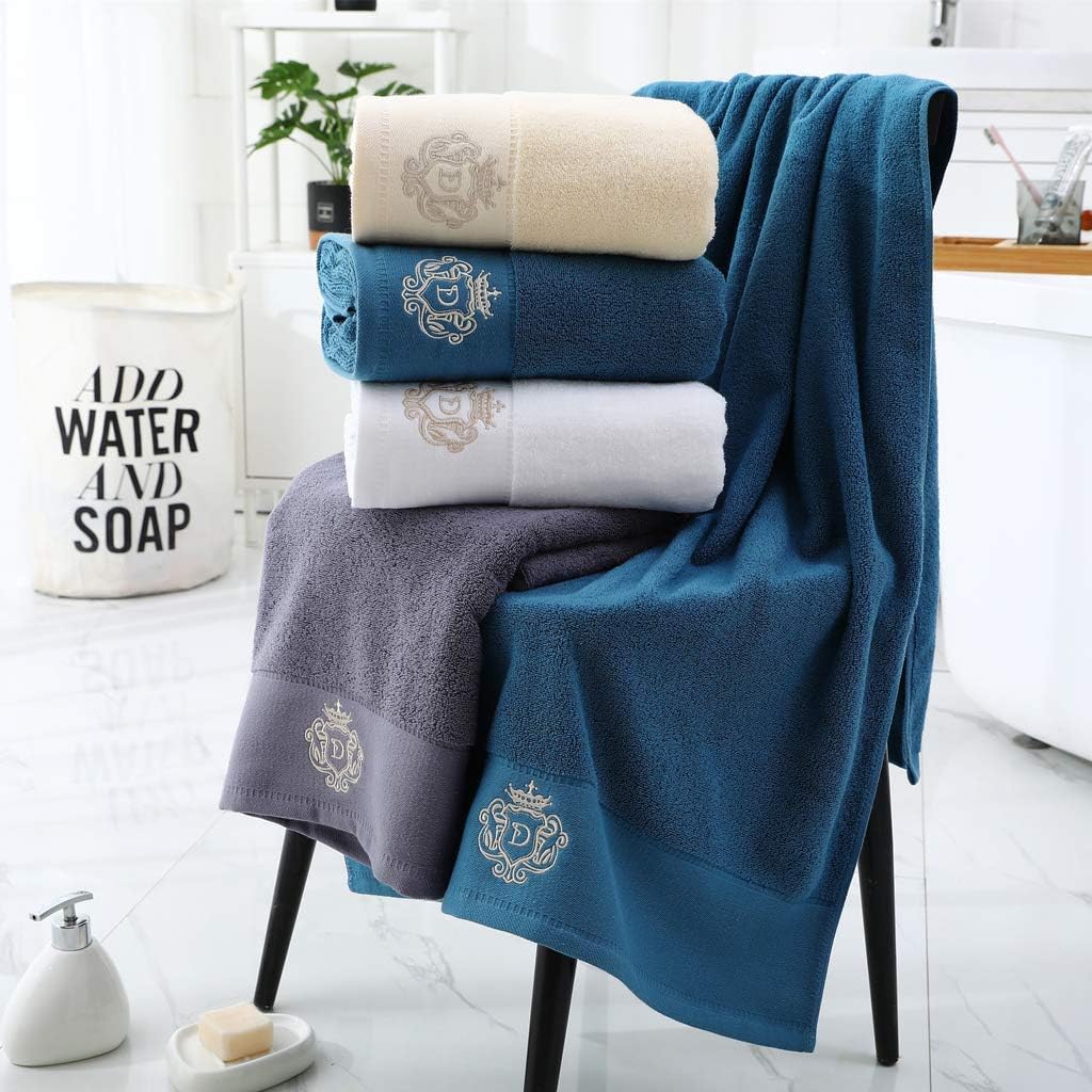 100% Cotton Luxury Bath Towels Set, Super Large Sauna Spa Bath Sheets Highly Absorbent Super Soft Set of 2, Size 70x140cm Blue
