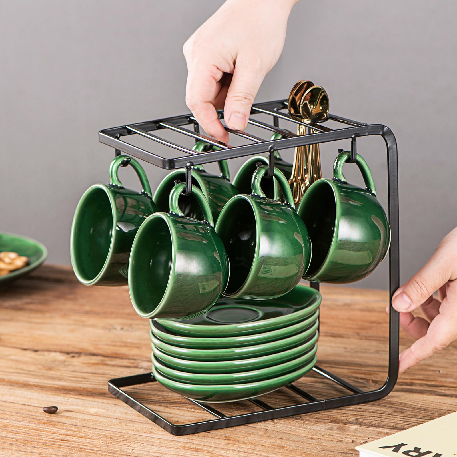 HKliving 70's Ceramic espresso kopjes set van 4 retro HKliving 70's Ceramic espresso kopjes set van 4 retro