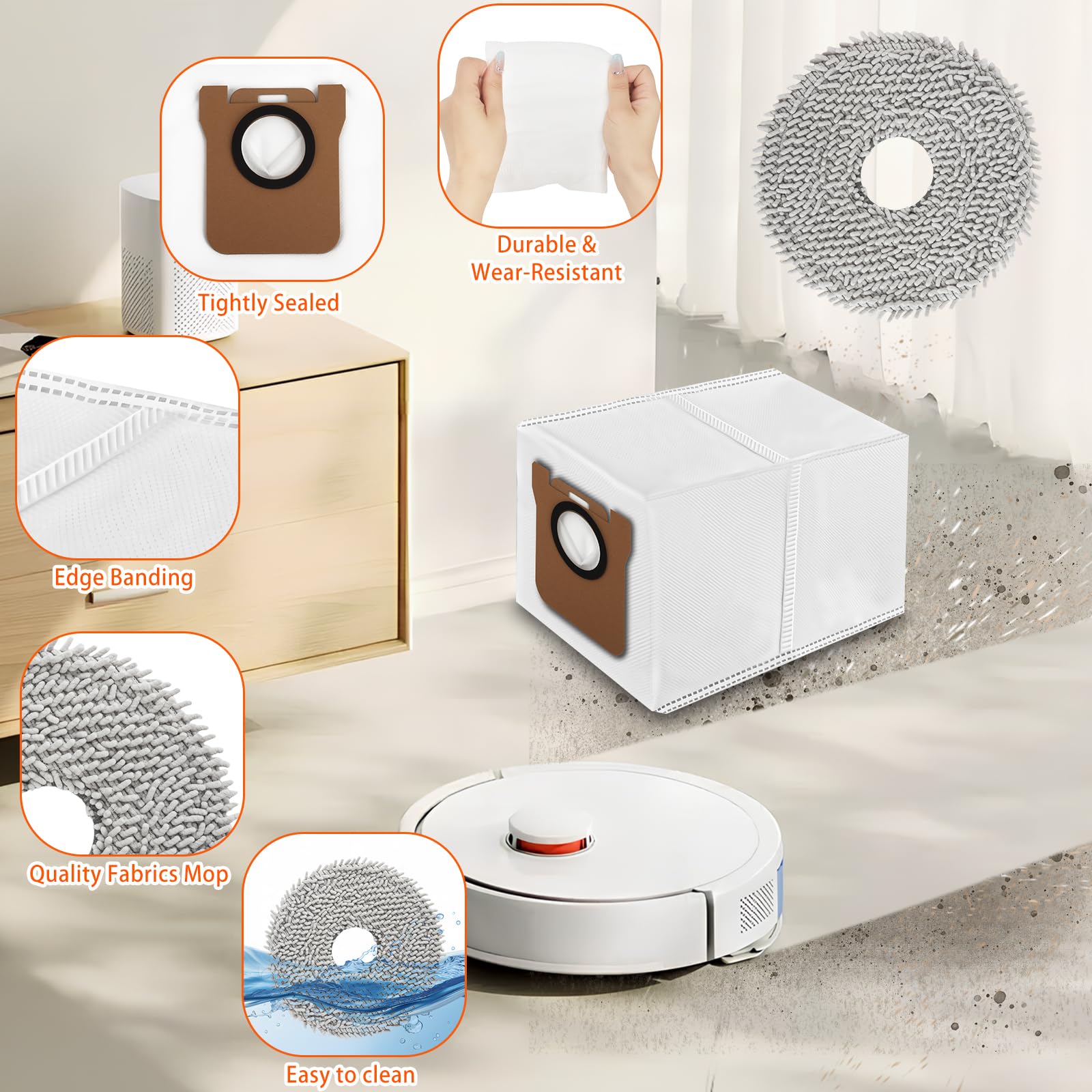 USHOP 18-częściowy zestaw akcesoriów do Xiaomi Robot Vacuum X20+/ X10+ Dreame S10 / L10s Ultra robot odkurzający