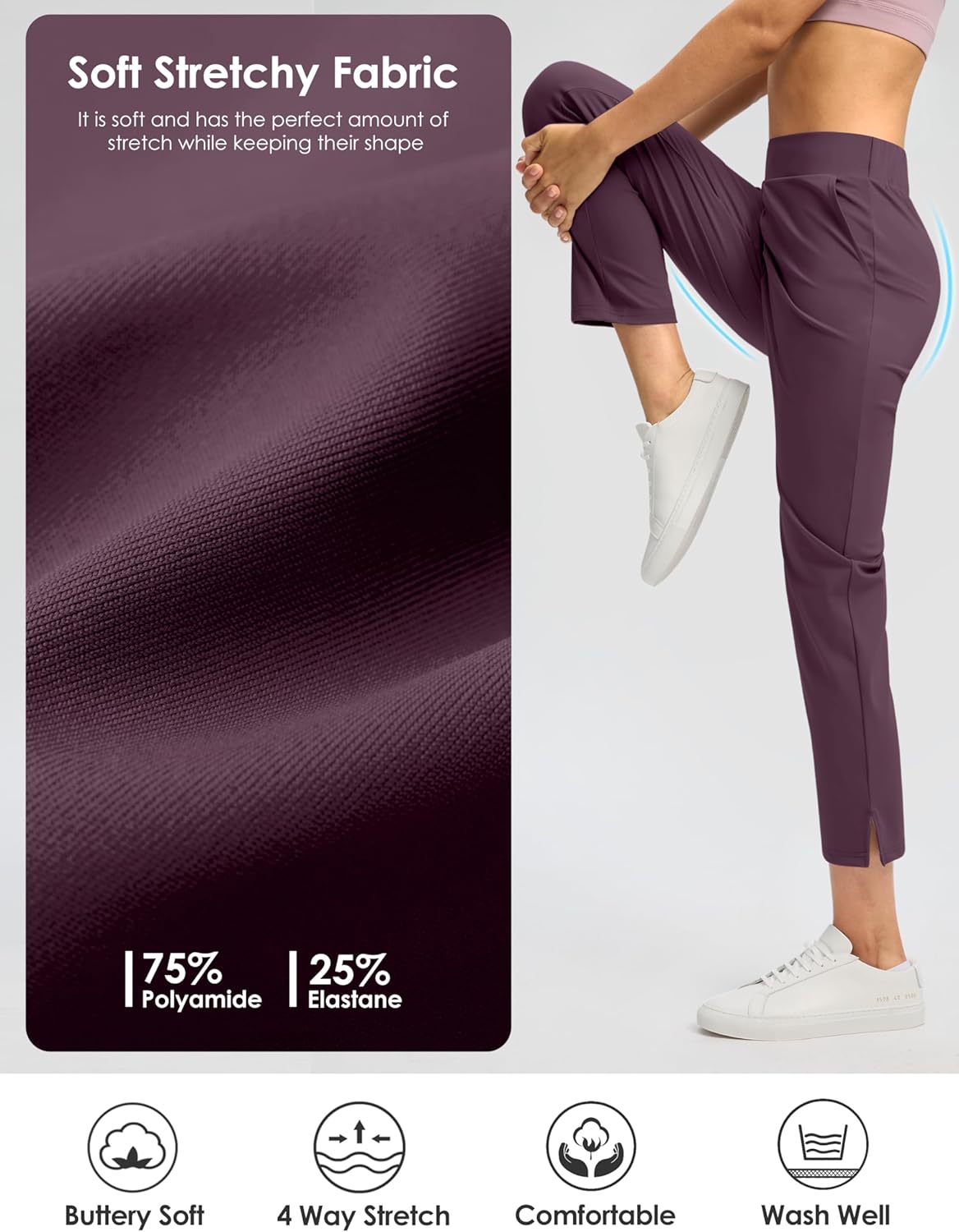 G GRADUAL Women's Pants Ankle 7/8 Golf Pants 3 Pockets Stretchy Petite Travel Pants Inner Drawstring for Work Business Casual - Image 5