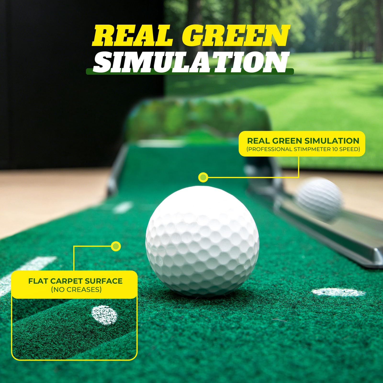 Putting Green Indoor – Golf-Putting-Matte mit realistischer grüner Geschwindigkeit, Doppelloch-Präzisions-Golf-Putting-Matte mit automatischer Ballrückführung, 2,4 m Golfmatte für Indoor- und