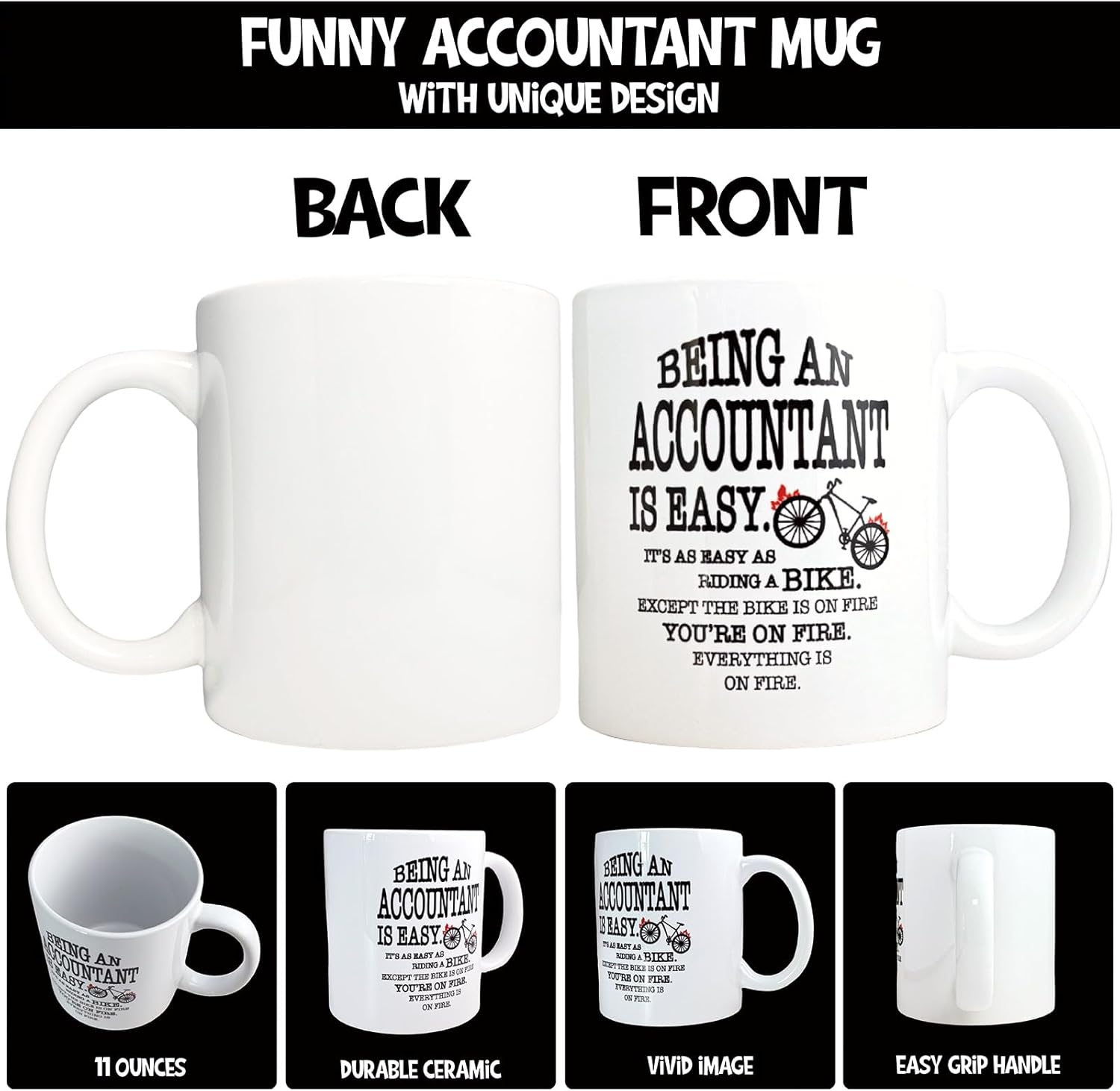 Funny Accountant Gifts - Being an Accountant is Easy Mug 11oz Ceramic, Keychain, Tax Gift, Accounting Related Ideas for Birthday, Christmas, Graduation - Image 5