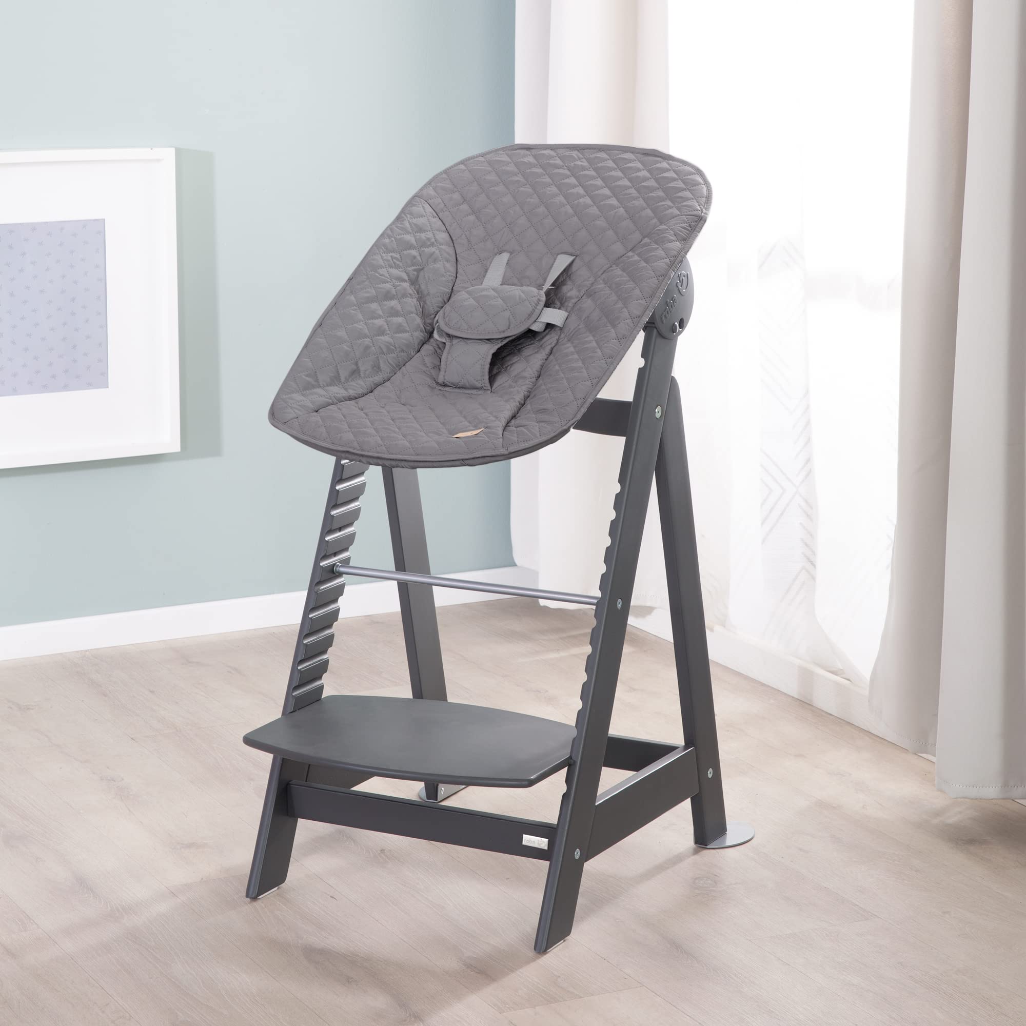 roba Trona Evolutiva Born Up - Set 2 en 1 con Asiento para Recién Nacido "roba Style Antracita" - Silla Ajustable con Función Reclinable - Desde el Nacimiento - Antracita
