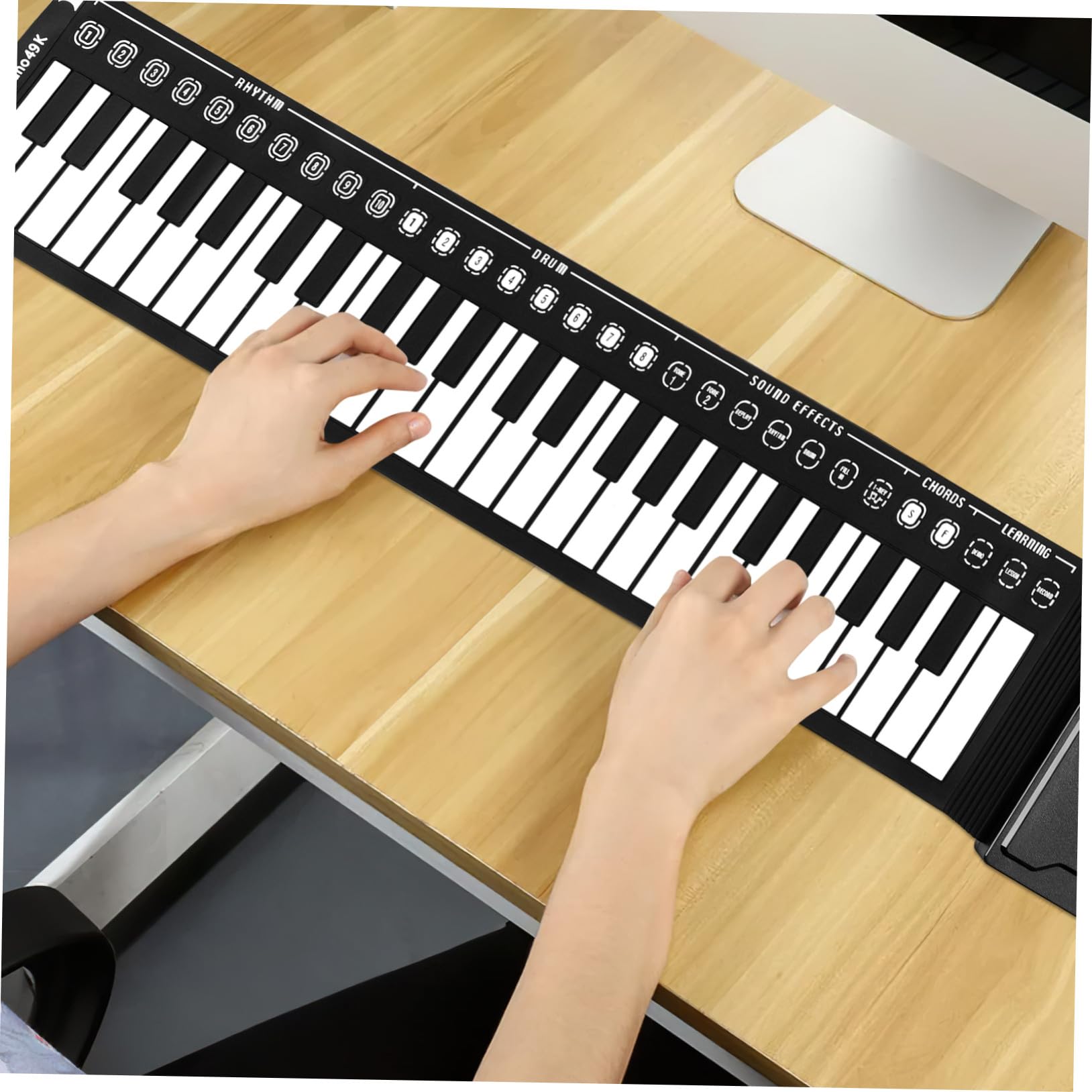 Cabilock Pianoforte Elettronico Arrotolabile a 49 Tasti 32 Velocità Regolabili e Modalità Registrazione, Tastiera Portatile Pieghevole Per Ragazzo Ragazza e Principianti