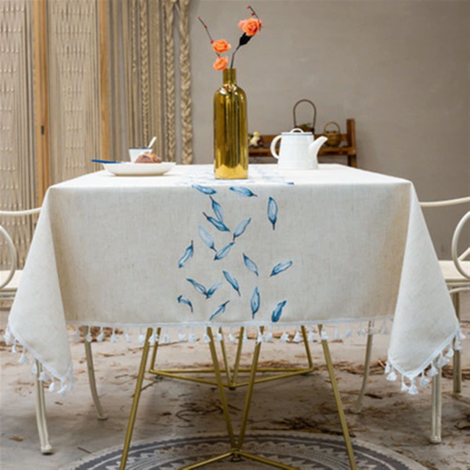 Nappe en coton et lin imperméable pour table de restaurant et bureau