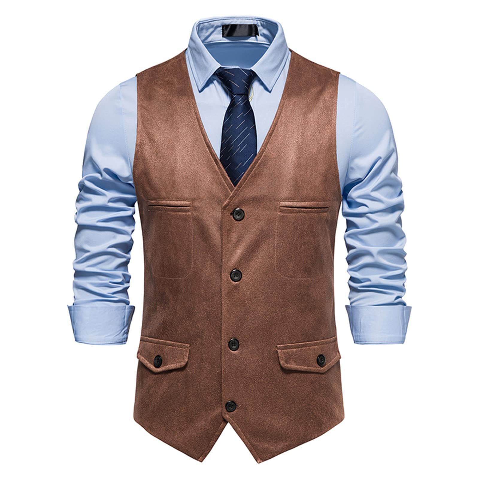 Herren Weste Vintage Weste Herren V-Ausschnitt Ärmellose Jacken Mode Einreiher Casual Klassische Anzug Business Slim Fit Kostüm