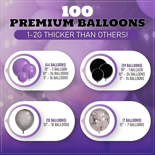 Miniatura 4 de Kit de guirnalda y arco de globos morados y negros todo en 1, globos pequeños y grandes, morado, negro y plateado, decoraciones de fiesta y