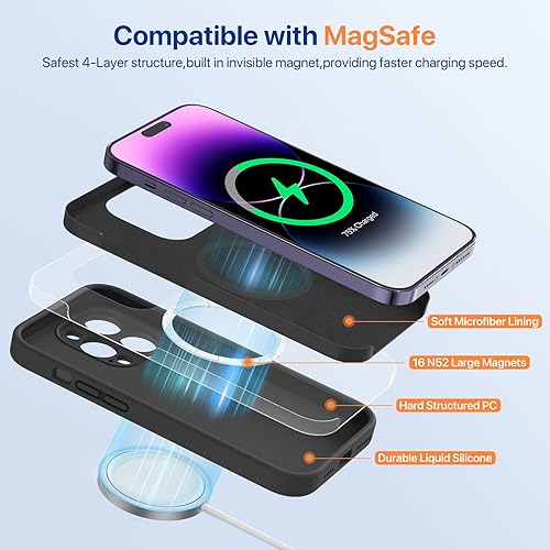 Miniatura 1259 de Miracase - Funda diseñada para iPhone 11 con protector de pantalla, funda de goma de silicona líquida, protección total contra caídas y a prueba