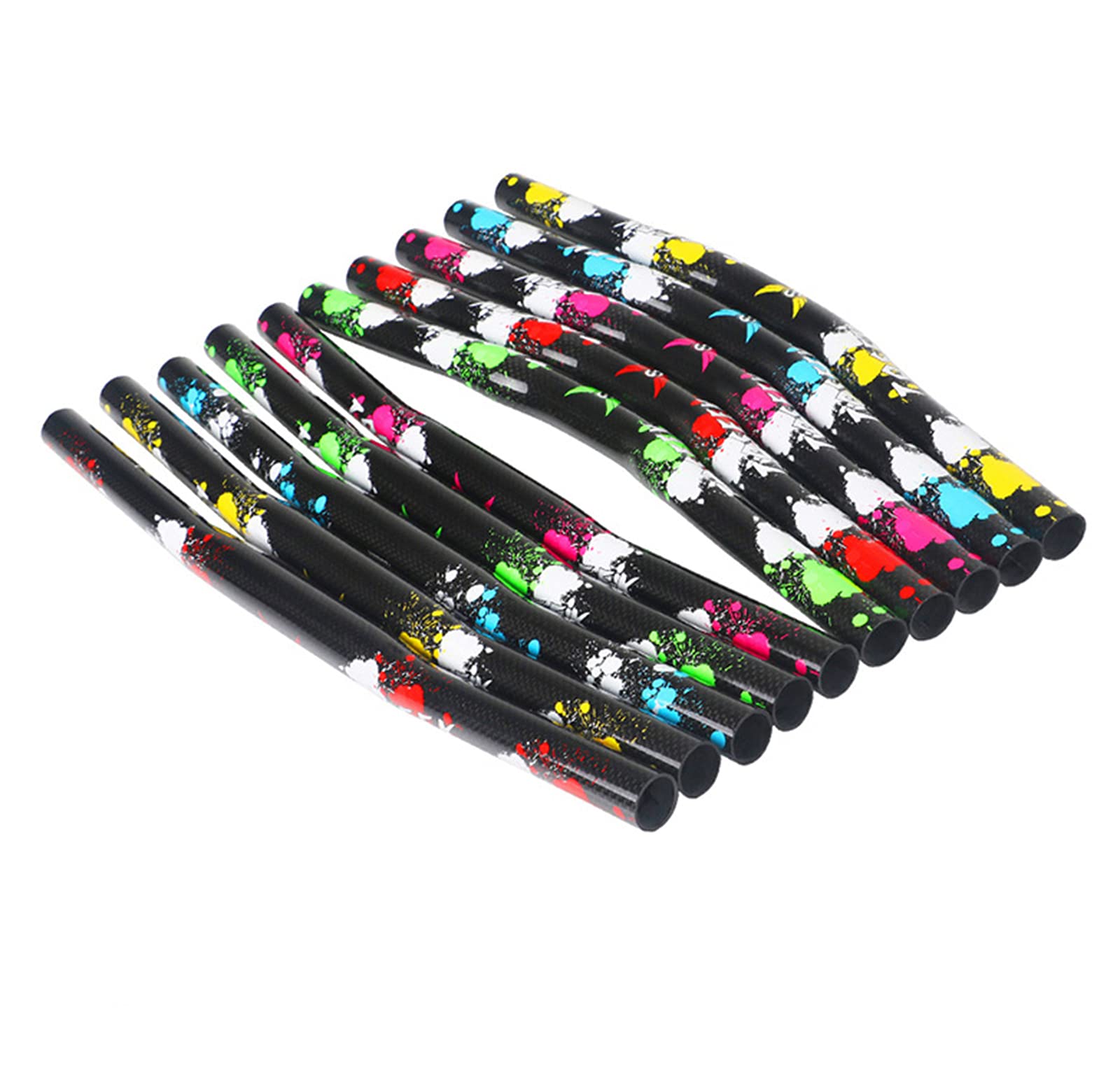 Guidon de Vélo VTT Fiber de Super Léger en Carbone Guidon Droit/Riser 25.4mm 380/400/420/440/460/480/500/520/540/560/580mm, pour VTT Vélo De Route Vélo,Flat Green,480mm