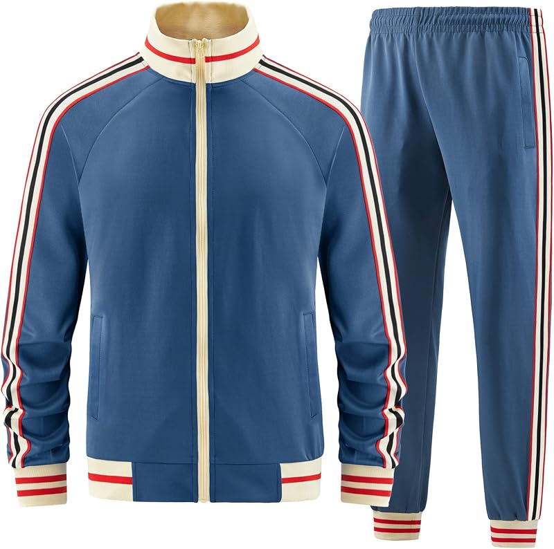 dioxoib Conjuntos de trajes deportivos para hombre Conjunto deportivo de manga larga con cremallera completa Chaquetas y pantalones activos Trajes de 2 piezas