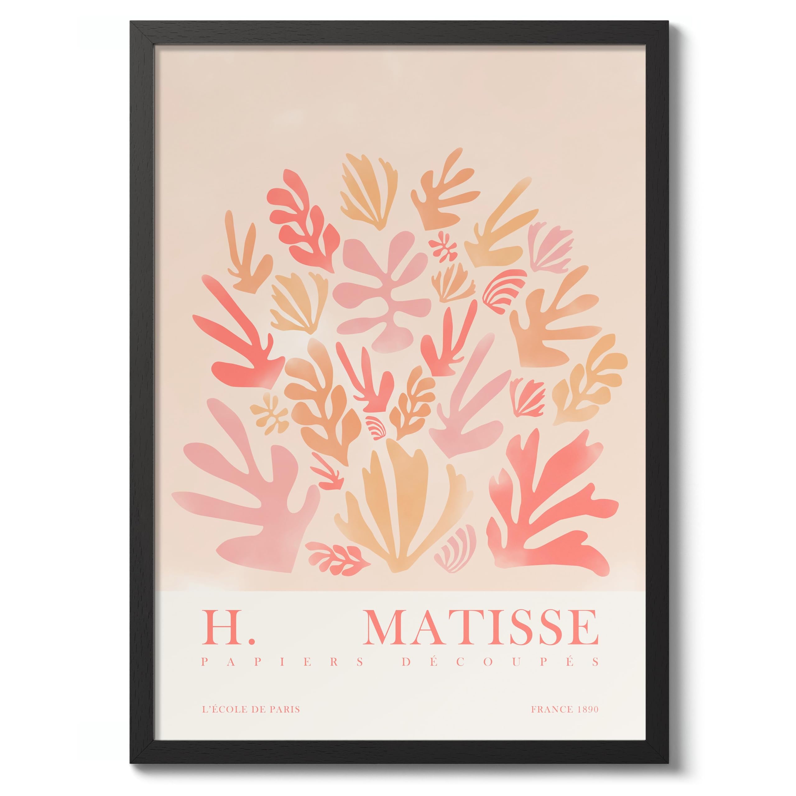 Pink Sheaf, Papier Dรฉcoupรฉs Henri Matisse Poster, Modern Art Exhibition Print, Abstract Boho Wall Art, Home Decor Design And Decoration, A2 (Black Frame) - 59.4x42cm