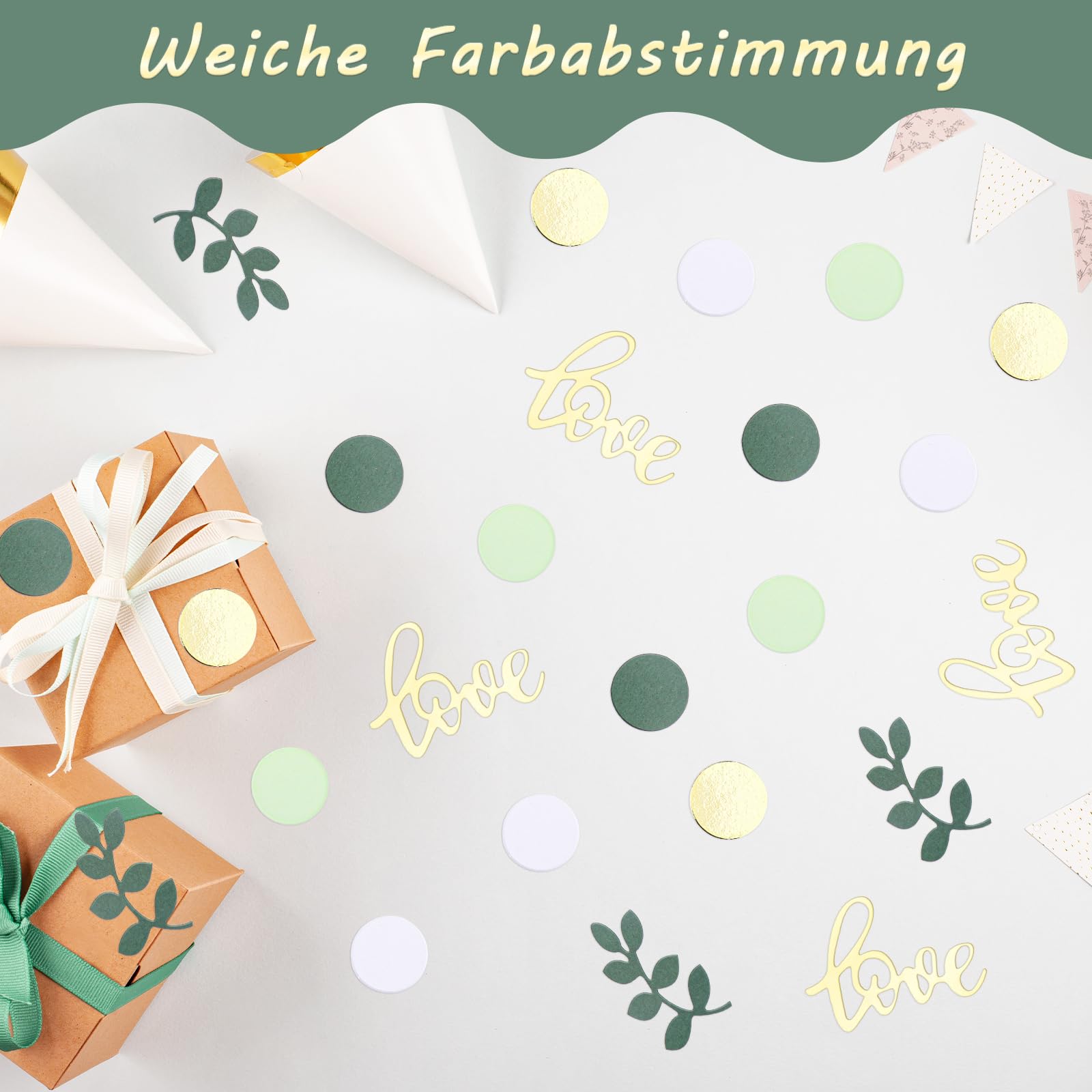 GoldRock 100 Pezzi Coriandoli Decorativi Per Matrimonio – Misti Foglie Oro E Scritte Love – 2,5-5,5 Cm