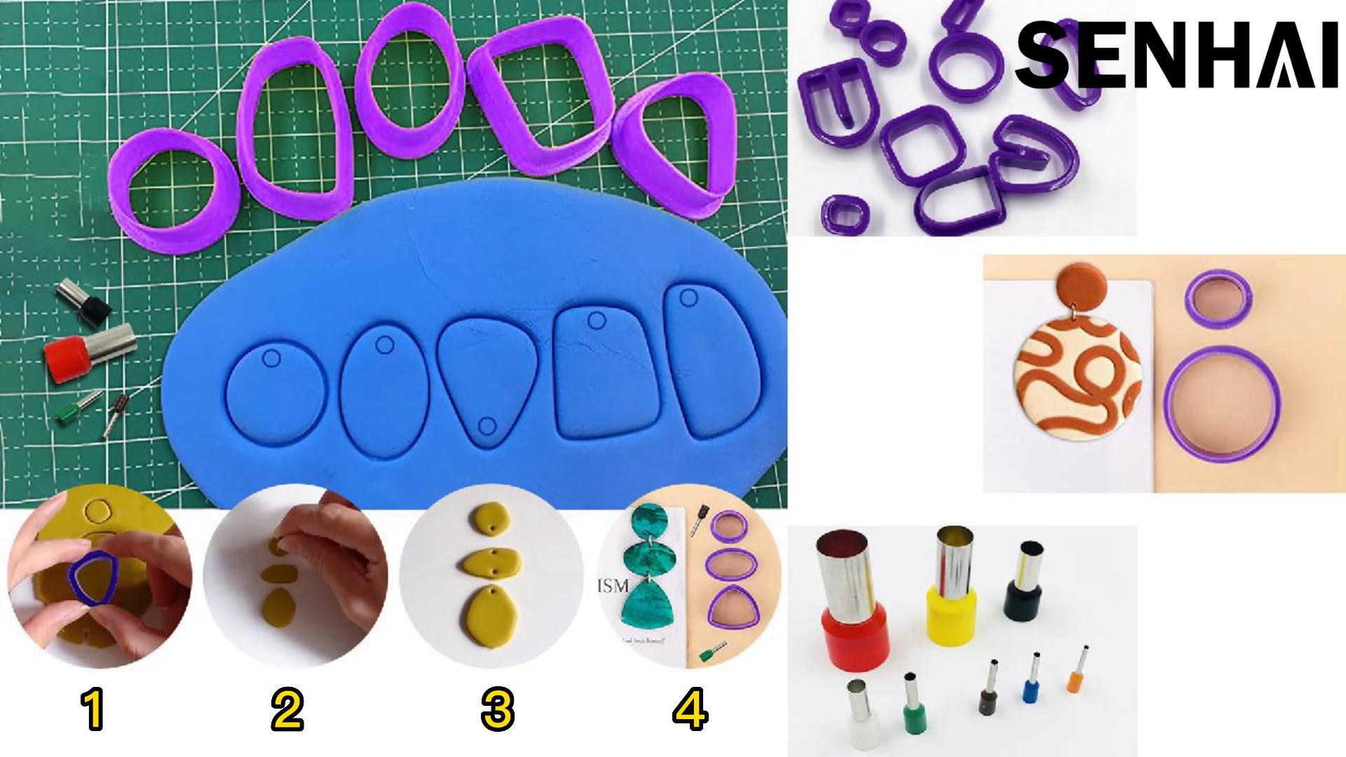 18 pezzi stampo per argilla fornura fai da te formine per ceramica k per creazione di orecchini strumento polimerico gioielli per biscotti rotondi per strumenti orecchini coltello  15