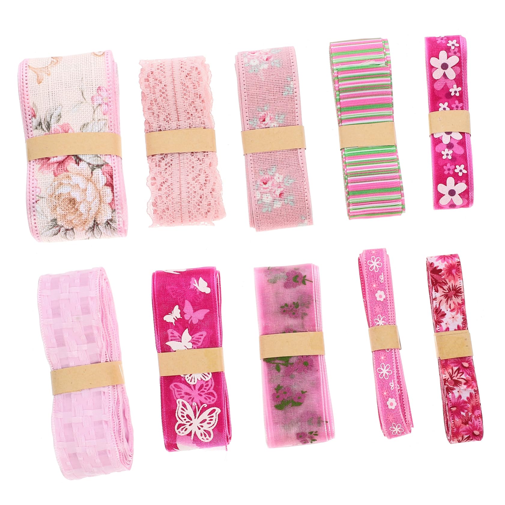 Angoily 5 Sätze Blumenmuster Geschenkbänder Teiliges Vielseitiges Und Strapazierfähiges Dekoband Für Diy Bastelprojekte Hochzeitsdekoration Geschenkverpackung Und Party 10 Stück * 5