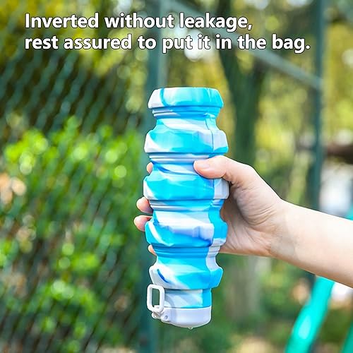 Miniatura 6 de lamphle Botellas de agua de 16.9 fl oz a prueba de fugas, tapas de silicona en espiral, botella de agua deportiva de acero inoxidable con asa,