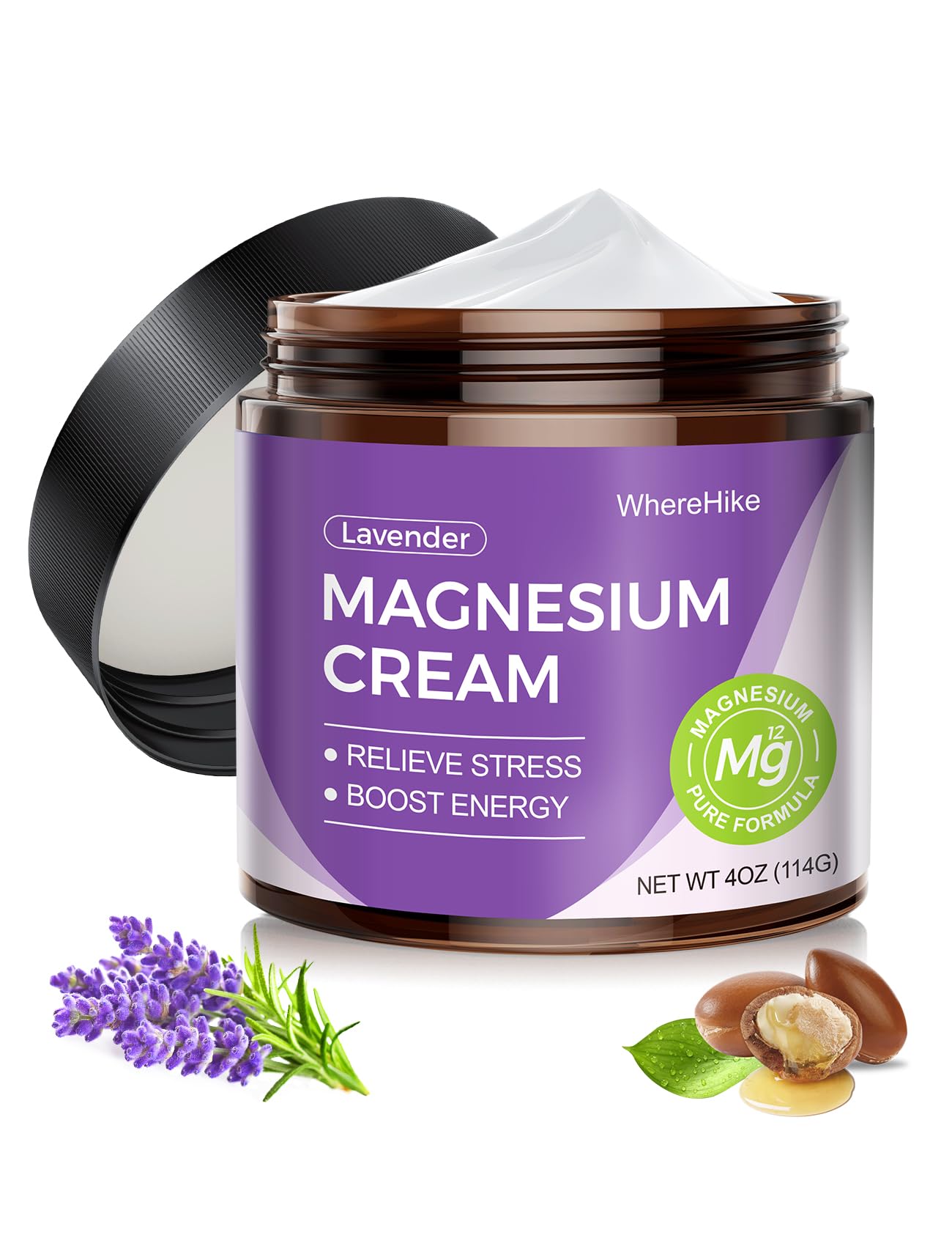Natural Topical Magnesium Cream for Sleep,Nighttime Magnesium Lotion for Pain and Leg Cramps,Muscle Relaxation,Calm,Deep Hydration for Skin Care-Lavender