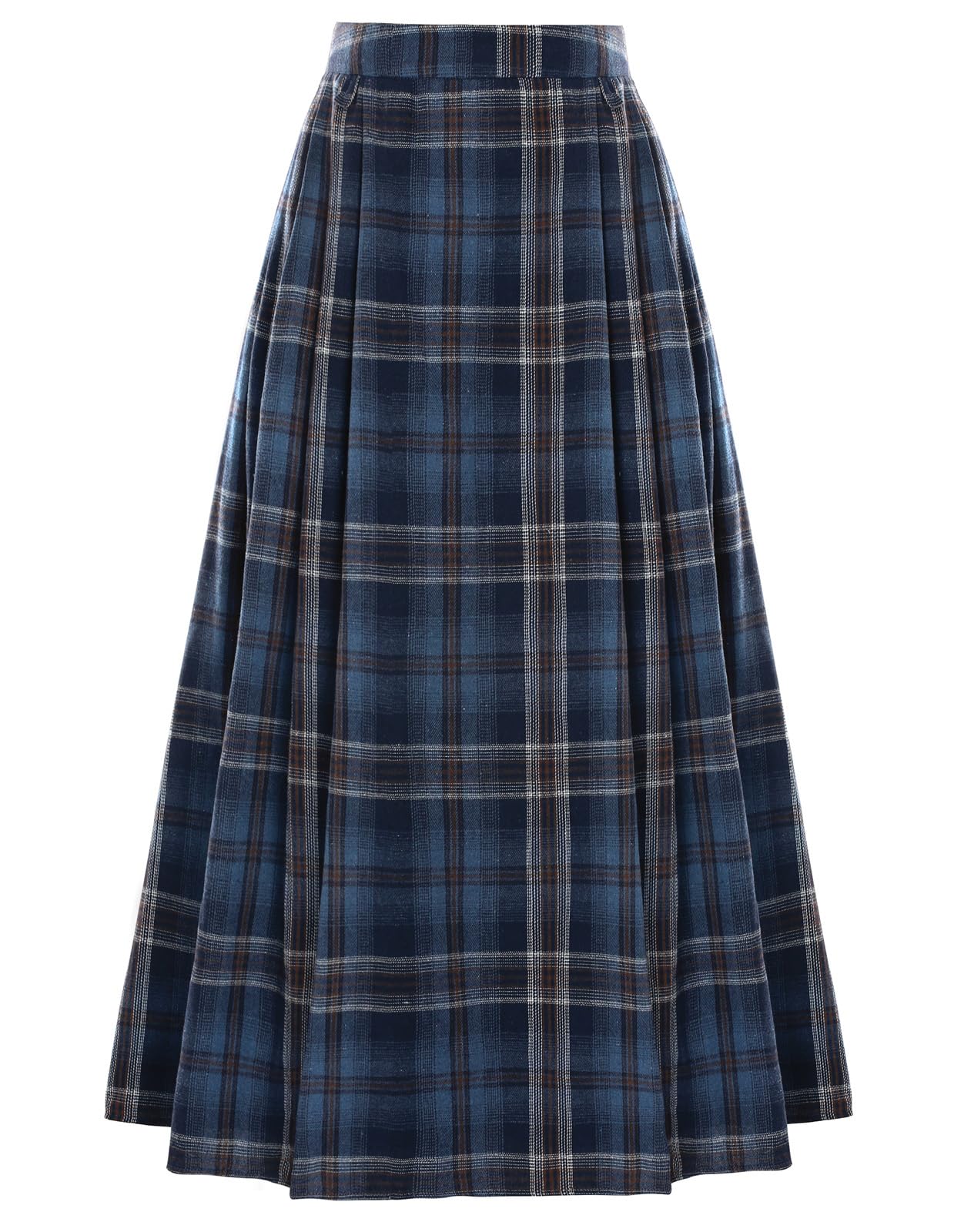 SCARLET DARKNESS Damen Steampunk Rock Langer Plaid Elastische Taille Mittelalter Rock Cosplay