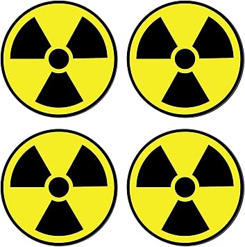 Nuclear Radiation Warning Symbol Stickers - Individually Die-Cut - 3-Inch Diameter Pack of 4 Decals