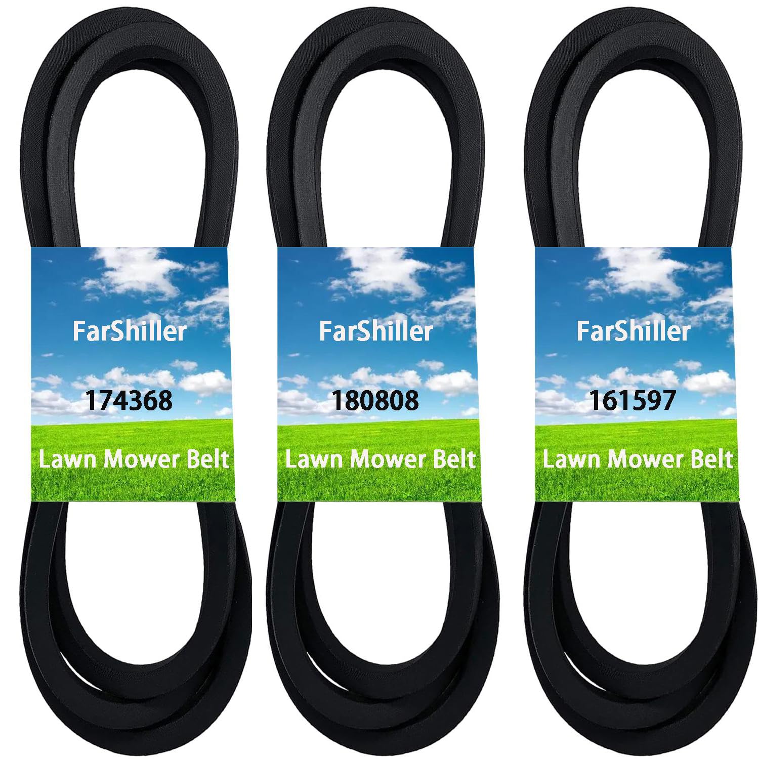 174368 180808 161597 Mower Drive Belt Set Replacement Compatible with Crafts&Man 48" Mowers 532174368 532180808 532161597 75-654 75-912 265-070