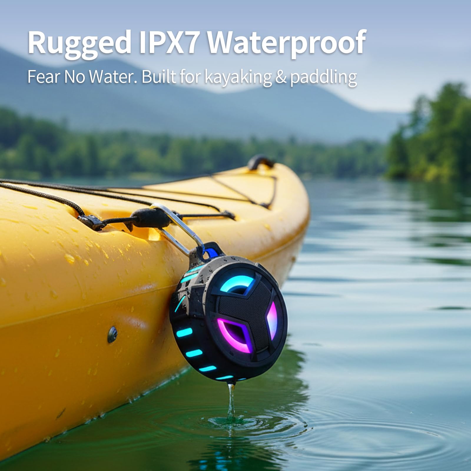 Keepxyz Bluetooth Shower Speaker, impermeabile portatile Bluetooth Speakers, TWS IP67 impermeabile esterno altoparlante wireless con luce LED, floating, 2000 mAh, vivavoce per lo spettacolo, piscina