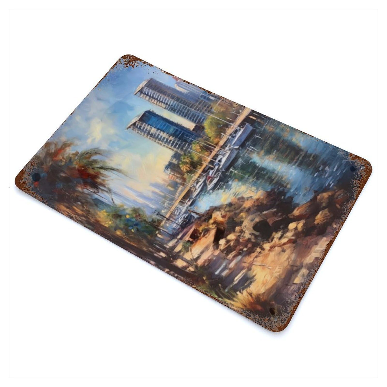 Garage Style Coastal San Diego USA Rustic Tin Plaque 11.8"x7.9", Classic Wall Plaque for Bar And Workshop