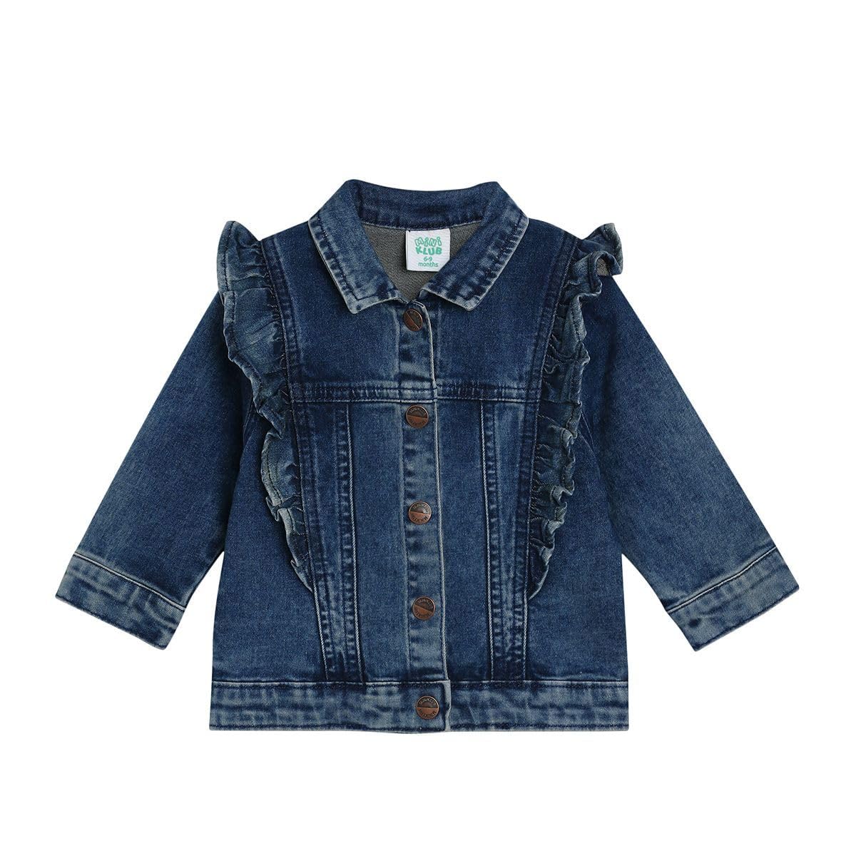 miniklub Baby Collar Full Sleeve Woven Cotton Jacket (Mid Blue Color)-picture-14