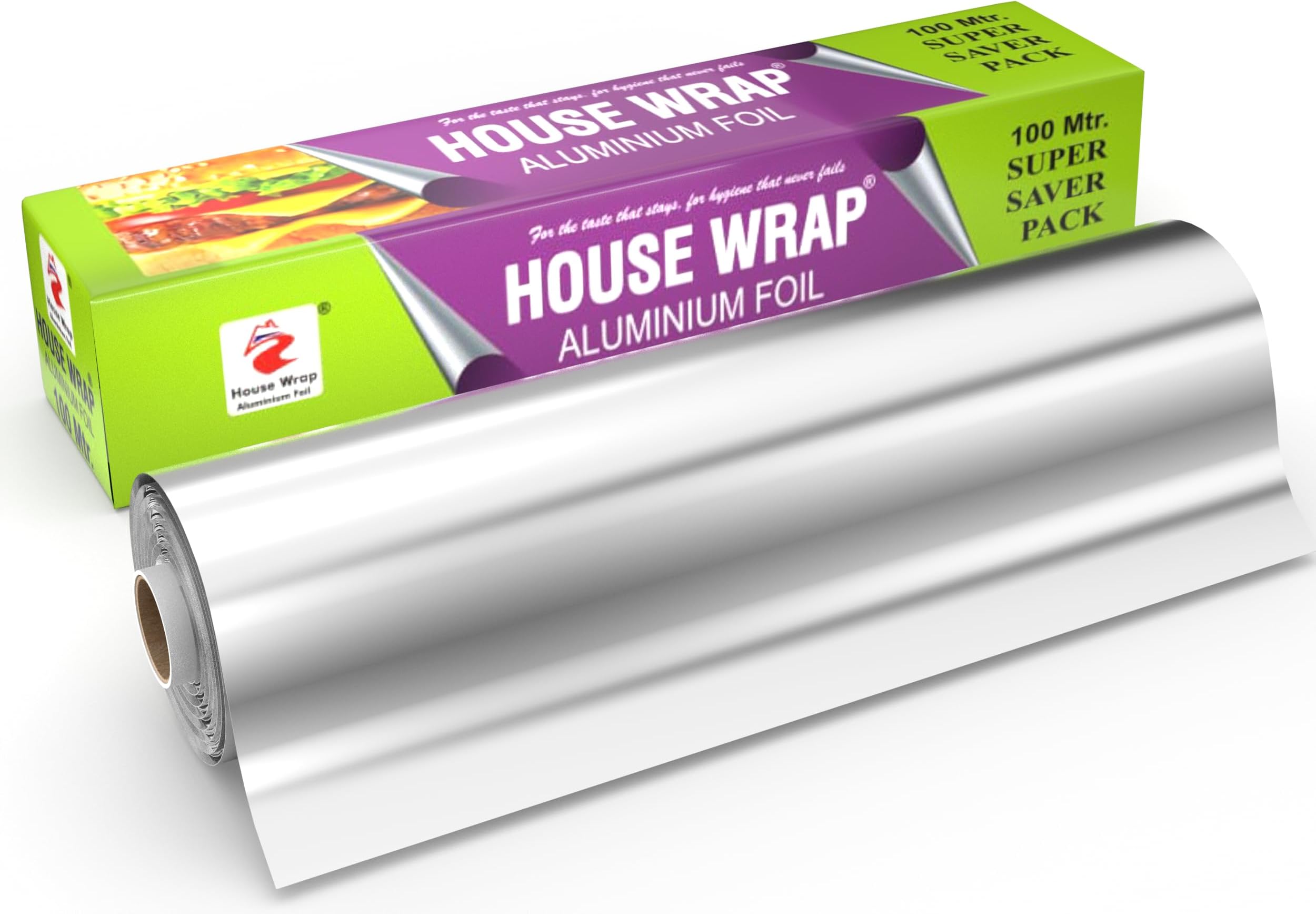 - House Wrap Aluminium Foil 100 m, Aluminium Foil Paper for Food Packing, Cooking, Baking | Super Saver Family Pack | Foil Paper for Food Wrap 11 Microns (Pack of 1)