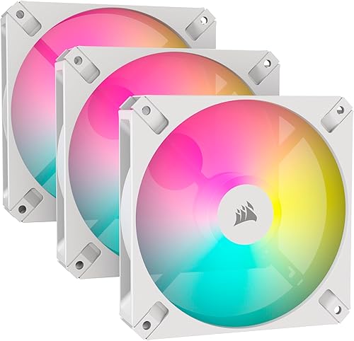CORSAIR iCUE AR120 RGB Digital 4.724 in ARGB-Ventiladores compatibles con ARGB-Kit de triple ventilador - Blanco