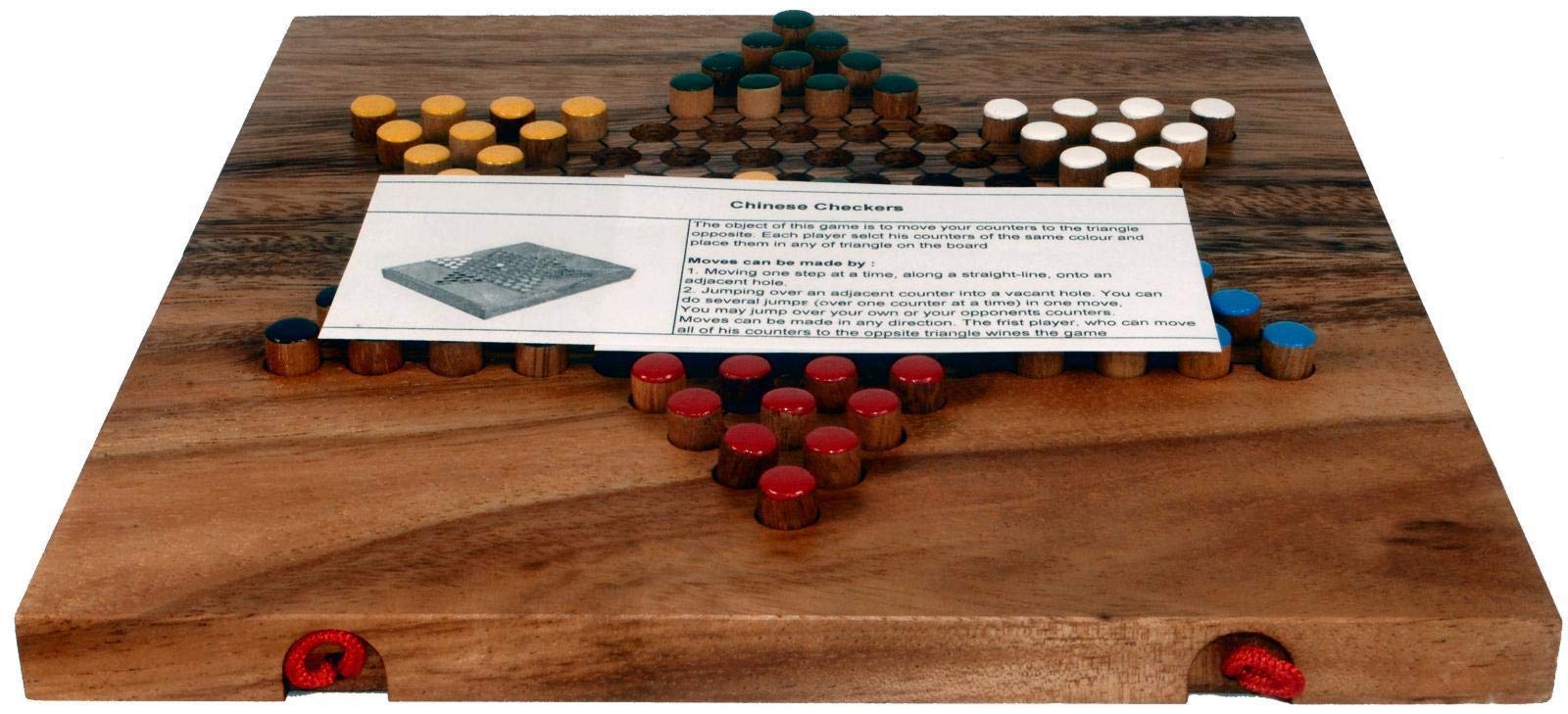 Terrapin Trading Ltd Jeu de Dames Chinois en Bois de Bois de Pluie en Bois thaïlandais équitable Commerce Boîte en Bois 24x13x3