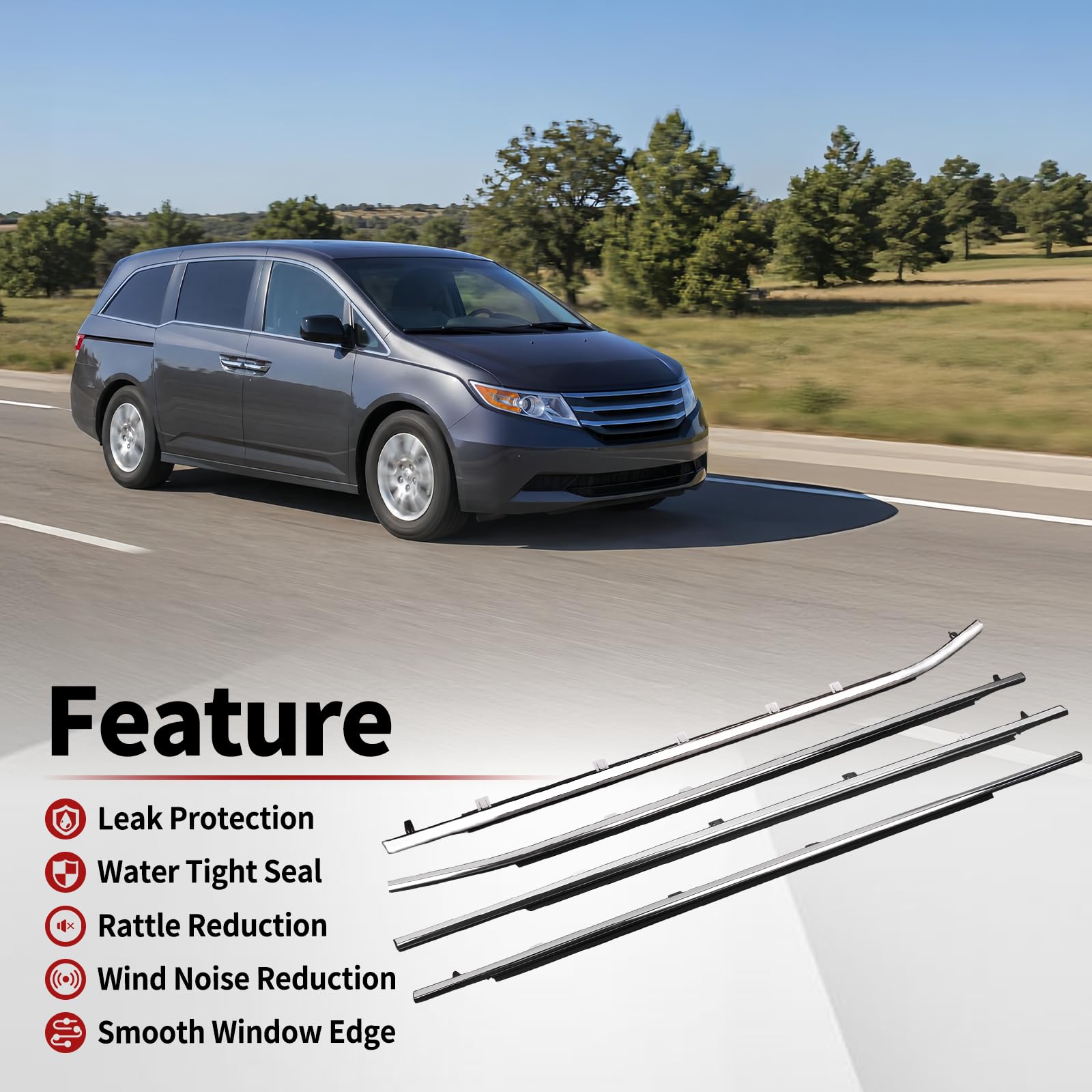 Uszczelka paska uszczelniającego do drzwi 4 szt. pasuje do Honda Odyssey 2011 2012 2013 2014 2015 2016 2017 zastępuje 72410-TK8-A11 72450-TK8-A11 72410-TK8-A21 72450-TK8-A21