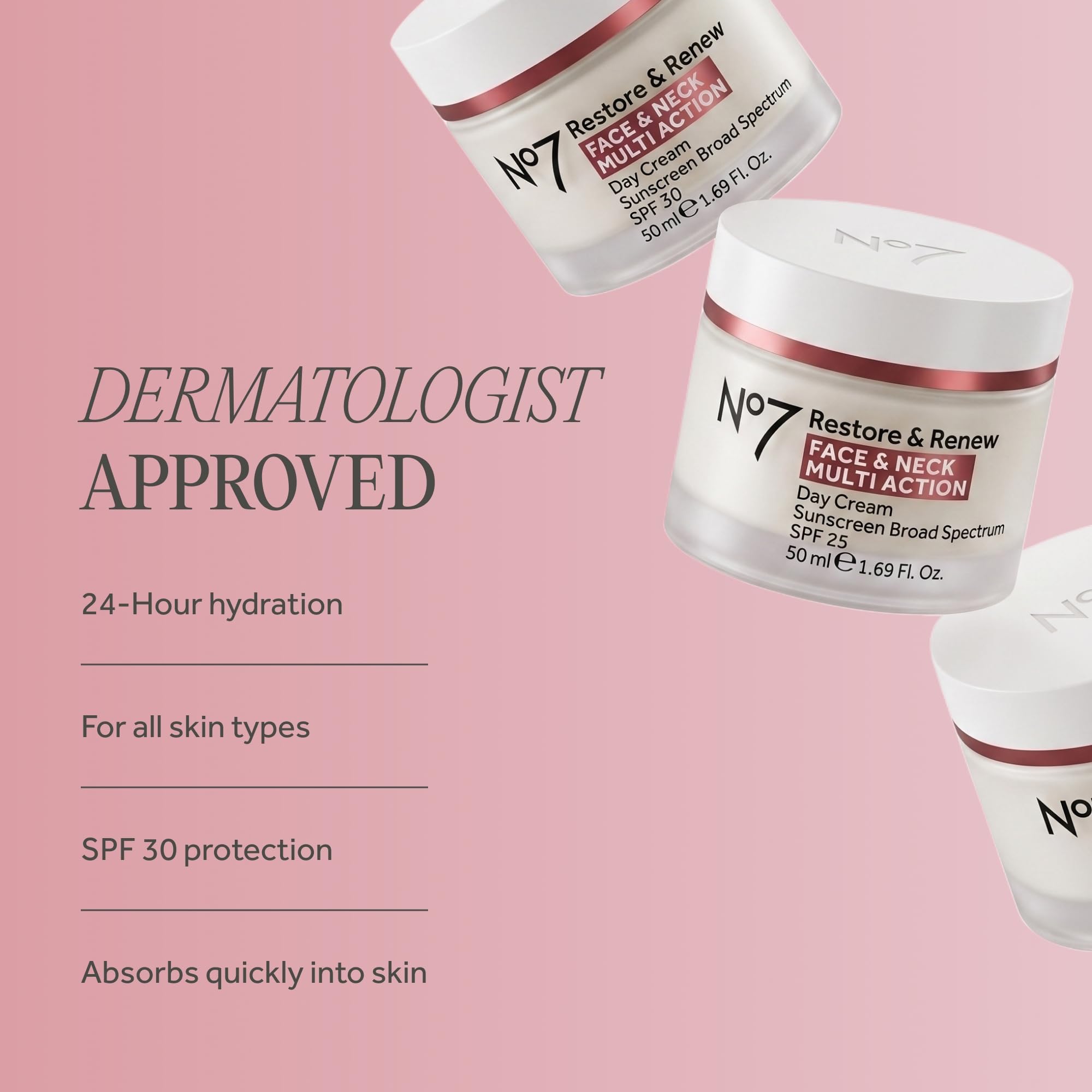 No7 Restore & Renew Multi-Action Face & Neck Cream SPF 30, 1.69 oz